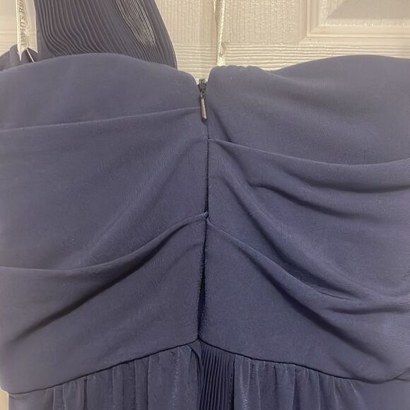 DAVID'S BRIDAL Blue one shoulder jersey dress with pleated cascade - Picture 6 of 7